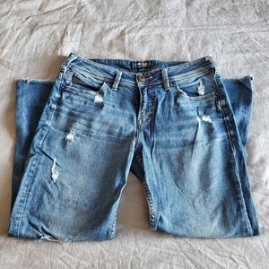 Silver Jeans Co. Distressed Straight Crop Jeans